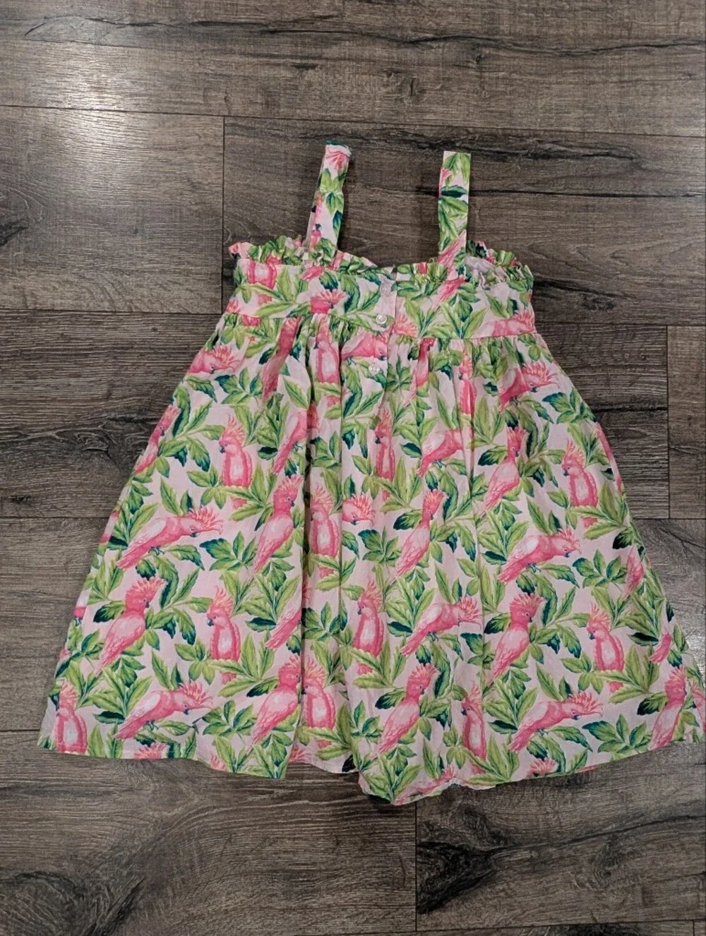 Janie & Jack Size 6 Pink Tropical Dress 100% Cotton Fully Lined Summer Vacation